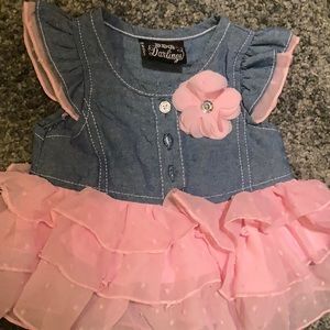 NWOT DDG Darlings pink and jean dress with flower accent.